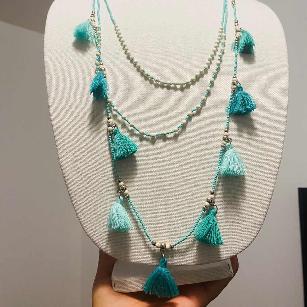 Turquoise and fucsia boho necklaces